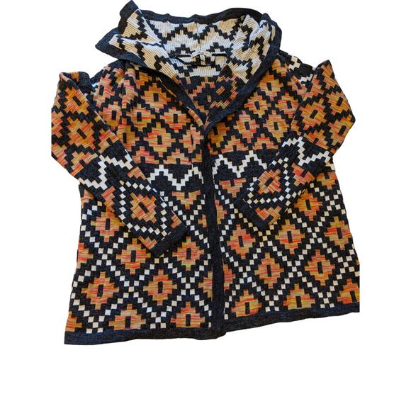 Bass Cardigan Womens Small Southwestern Open Front Boho Geometric Fall Sweater - Picture 16 of 16